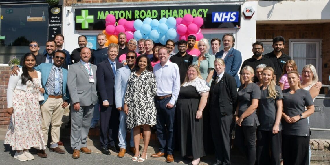 The Marton Road Pharmacy team with suppliers, patients and guests on open day